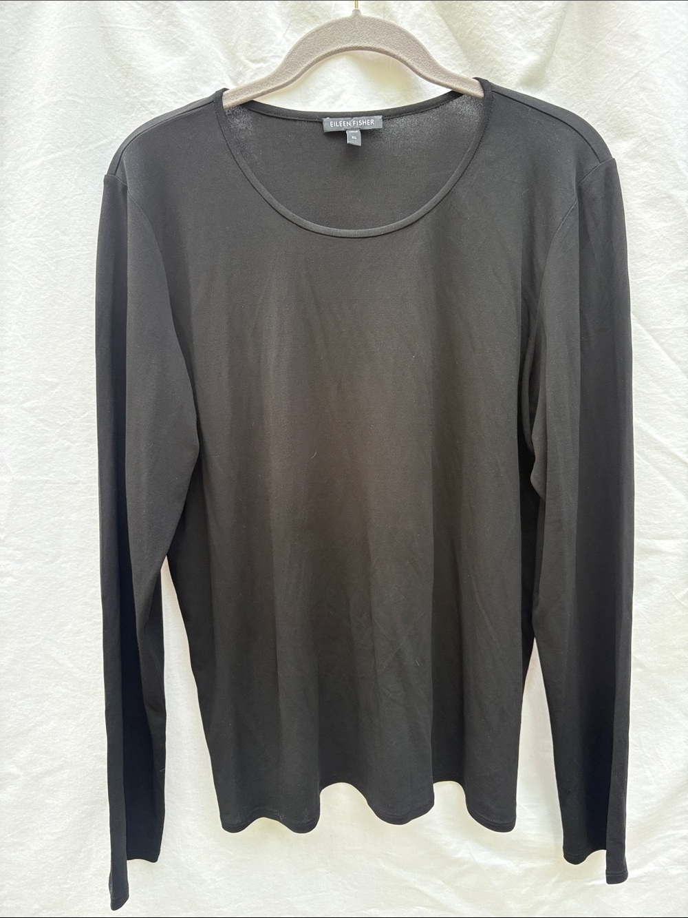 Eileen Fisher Black Long Sleeve Scoop Neck Shirt